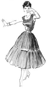 Modelo de vestido de popeline para festas, publicado em 18 de novembro de 1956, na "Folha da Manhã"
