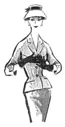 Modelo de tailleur em tweed de algodão, publicado em 25 de novembro de 1956, na "Folha da Manhã"